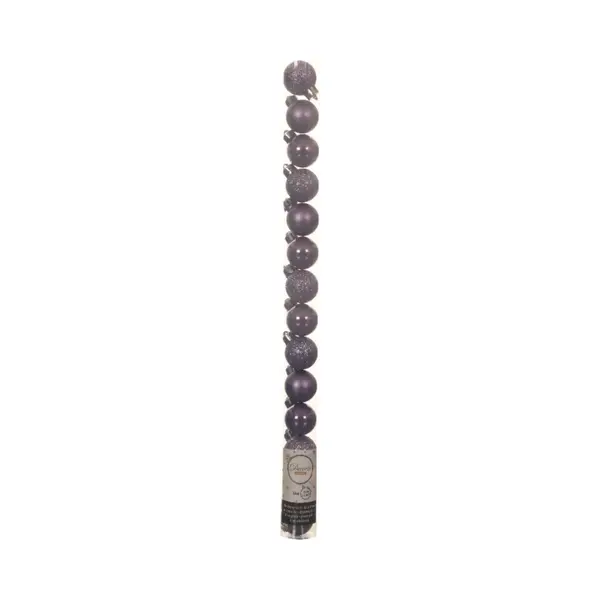 Decoris Mini Kerstballen - 14x St - Lila Paars - D3 Cm - Kunststof - Kerstversiering thumbnail