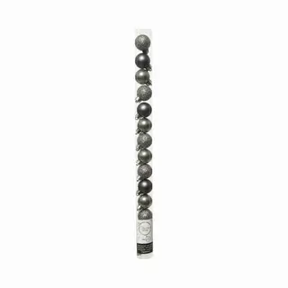 Decoris Mini Kerstballen - 14x St - Antraciet - D3 Cm - Kunststof - Kerstversiering