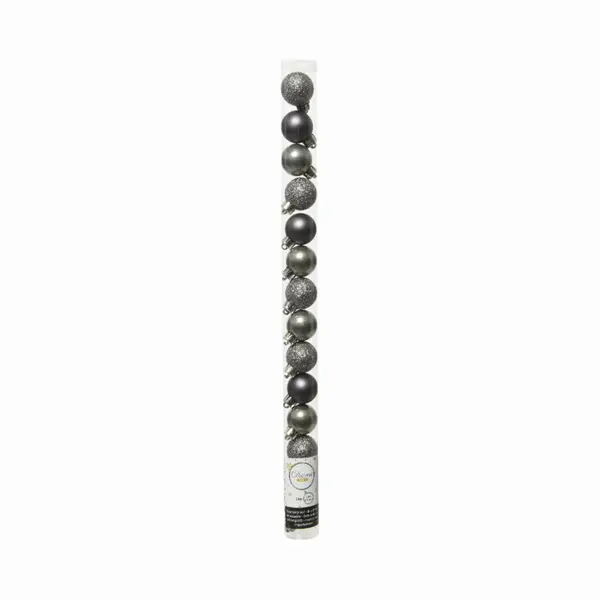 Decoris Mini Kerstballen - 14x St - Antraciet - D3 Cm - Kunststof - Kerstversiering thumbnail