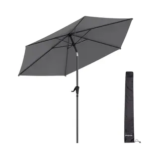 LifeGoods Parasol - Tuin - Ø270 Cm - 30° Kantelbaar - Waterdicht - Met Hoes - Donkergrijs
