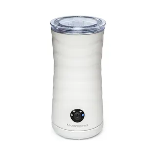 KitchenBrothers Elektrischer Milchaufschäumer – 4-in-1 Mit Warmhaltefunktion – 240 Ml – Antihaft – Weißer Edelstahl