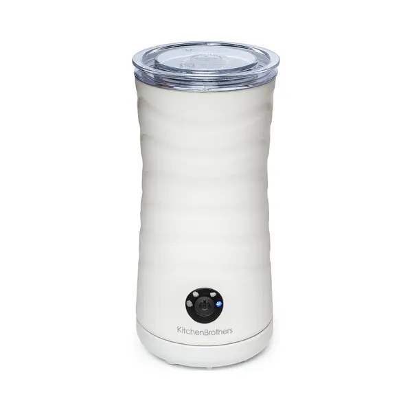 KitchenBrothers Elektrischer Milchaufschäumer – 4-in-1 Mit Warmhaltefunktion – 240 Ml – Antihaft – Weißer Edelstahl thumbnail