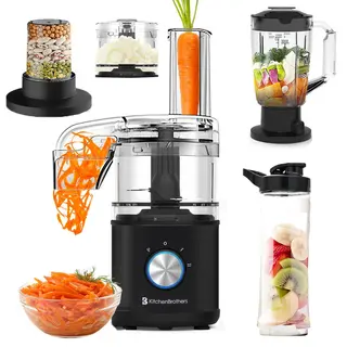 KitchenBrothers Küchenmaschine - 4-in-1 - Kompakte Küchenmaschine - Schwarz