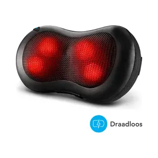 Auronic Shiatsu Massagekissen - Für Nacken & Rücken - Wärmefunktion - Kabellos - Schwarz