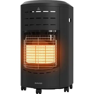 Auronic Mobiele Gaskachel - Met Wieltjes - Tot 60 M² - 4200W Gas Heater - Inclusief Gasdrukregelaar En Gasslang - Inclusief Opberghoes - Zwart