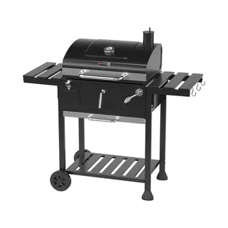 KitchenBrothers Houtskool Bbq - Smoker Barbecue - Bpa En Pfas Vrij - Verstelbaar Kolenrooster - 42x57cm Grilloppervlak - Zijpanelen - Zwart