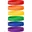 blauw, geel, groen, oranje, paars, rood