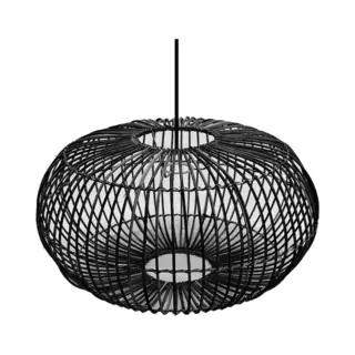 Groenovatie Rotan / Rieten Hanglamp - Handgemaakt - Zwart - ⌀40 Cm