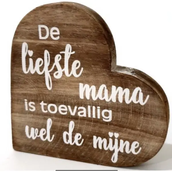 Teksthart Liefste Mama / Naturel/ Moederdag / Houten Hart / Cadeau / Verjaardag thumbnail