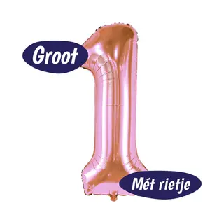 Happy Happenings Cijfer Ballonnen - Ballon Cijfer 1 - 70cm Rosé Goud - Folie - Opblaas Cijfers - Verjaardag - 1 Jaar, 16 Jaar, 18 Jaar, 21 Jaar - Versiering