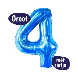 Happy Happenings Cijfer Ballonnen - Ballon Cijfer 4 - 70cm Blauw - Folie - Opblaas Cijfers - Verjaardag - 4 Jaar, 40 Jaar - Versiering