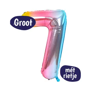 Happy Happenings Cijfer Ballonnen - Ballon Cijfer 7 - 70cm Regenboog - Folie - Opblaas Cijfers - Verjaardag - 7 Jaar, 70 Jaar - Versiering
