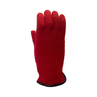 Clausy todowebshop Handschoenen Dames Van 100% Wol En Met Echt Leren Randje Rood (M)
