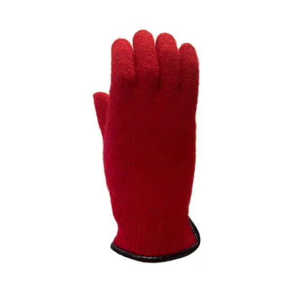 Clausy todowebshop Handschoenen Dames Van 100% Wol En Met Echt Leren Randje Rood (M) thumbnail