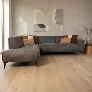 Dimehouse Industrielle Ecksofa Anthrazit Eco-leder Brisbane - Links