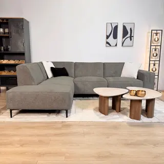 Dimehouse Hoekbank Taupe Chenille Gemêleerd Ravi – Links - Stof - Scandinavisch & Basic - 262 X 83 X 195 Cm