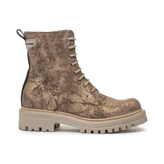 Floris Van Bommel Wonki 04.15 - Enkellaarsjes Met Veters, Hoge Sneakers Voor Dames, Lage Veterschoenen Voor Dames, Kleur, Metaal, Zilver, 41 Eu,