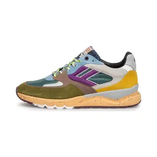 Floris Van Bommel Sneakers Laag 'De Treener 01' Blauw / Donkergeel / Kaki / Lichtlila