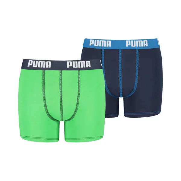 Puma Basic Boxershorts Voor Jongens (2 Stuks), Groen/Blauw thumbnail