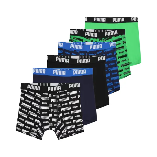 Puma Boxershorts Für Kinder Weicher Bio-Baumwollstretch Unterwäsche 6 Er Pack, Farbe, Blue/Green, Bekleidung, 140 thumbnail