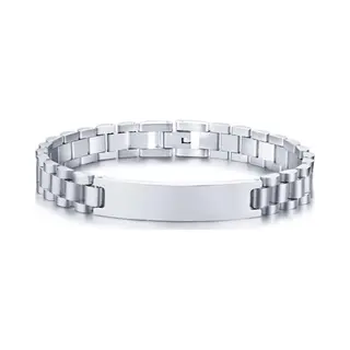 Heren Armband Tom Jaxon Edelstaal Graveerplaat Zilverkleurig - 21cm
