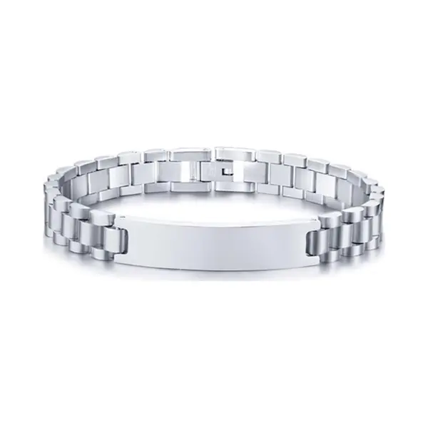 Heren Armband Tom Jaxon Edelstaal Graveerplaat Zilverkleurig - 21cm thumbnail