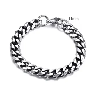 Stalen Heren Armband Lgt Jwls Gourmette Schakel Vintage 11mm-18cm
