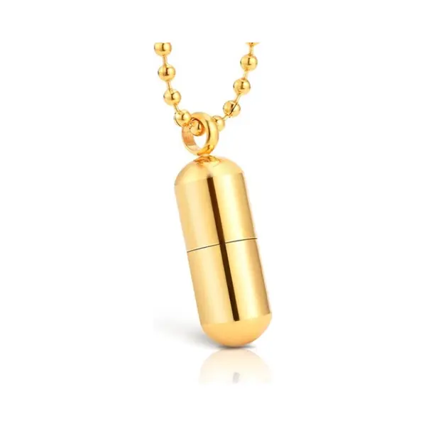 Lgt Jwls Lgt Jewels Heren Ketting Edelstaal Pill Case Goudkleurig thumbnail