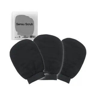 HomeShopXL 3x Sensu Scrub Handschoen - 3 Stuks - Zwart - Washand Exfoliating Glove - Kessa Hammam Washandje - Bpk