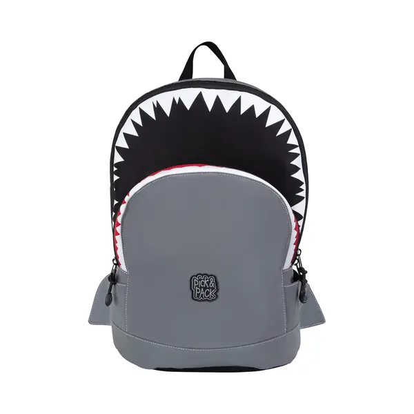 Pick & Pack - Unisex Shark Shape M/Sichtbares Grau (Standard Größe) Rucksack - 1 Stück thumbnail