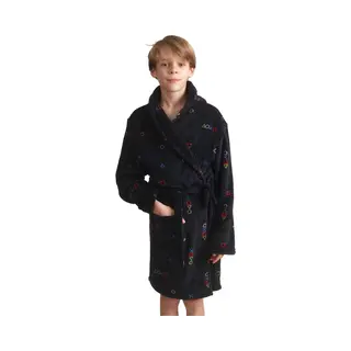 Outfitter Zwarte Kinderbadjas Spelcomputer - Fleece-140
