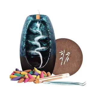 Spieringstore® Wierookhouder Waterval – Wierook Houder - Wierookbrander – Backflow Incense Burner Waterfall – Nag Champa – Incl. 80 Kegels / 30 Aqua