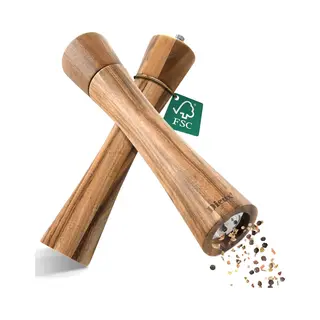 Dieux® - Peper En Zoutmolen Set - 27CM - Zout Peper Kruiden - 2 Stuks - Acacia Hout - Instelbare Maalgraad - Luxe Kwaliteit - Hervulbaar - Pepermolen