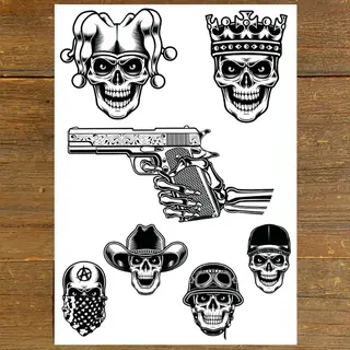 GetGlitterBaby® - Tijdelijke Tattoos / Tijdelijke Henna Festival Plak Tattoes / Nep Tatoeage Voor Volwassenen / Fake Temporary Tattoo Sticker -Skulls