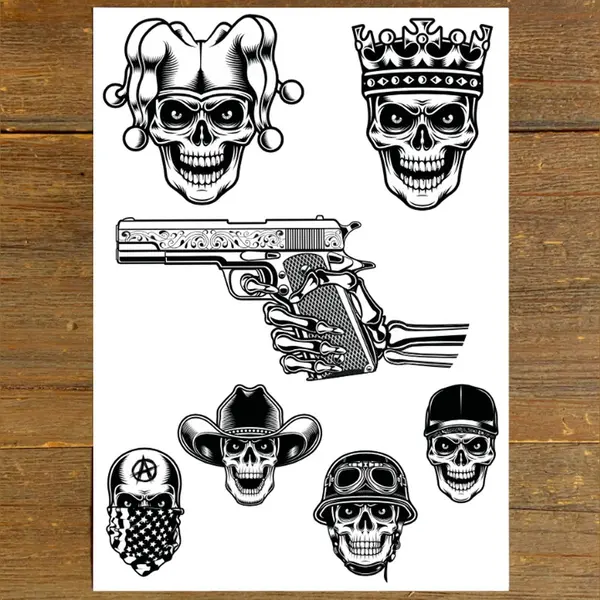 GetGlitterBaby® - Tijdelijke Tattoos / Tijdelijke Henna Festival Plak Tattoes / Nep Tatoeage Voor Volwassenen / Fake Temporary Tattoo Sticker -Skulls thumbnail