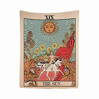 Ulticool - Sonne Tarot Wandteppich Xxl - 200 X 150 Cm - Poster Wand Teppich Tuch Fototapete - Hippie Boho Tarotkarten Psychedelic Deko - Wandbehang