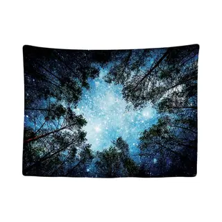 Ulticool - Sterrenhemel Heelal Ruimte Planeten Natuur Bomen Bos - Wandkleed - 200x150 Cm - Groot Wandtapijt - Poster - Kamer Slaapkamer Woonkamer