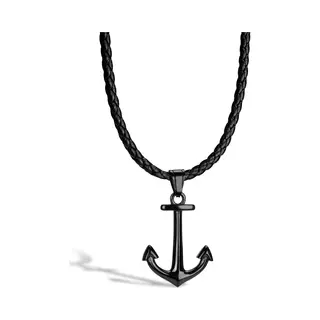 Serasar Mens Leather Necklace Choker With Pendant - 60cm Black Cord Chain Jewelry Box Genuine Gift