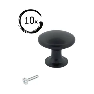 By Mjm 10X Deurknop Macon Zwart Rond - Diameter 27 Mm - Kastknop - Meubelknop - Deurknoppen Voor Kasten - Kastknoppen - Deurknopjes - Meubelknoppen