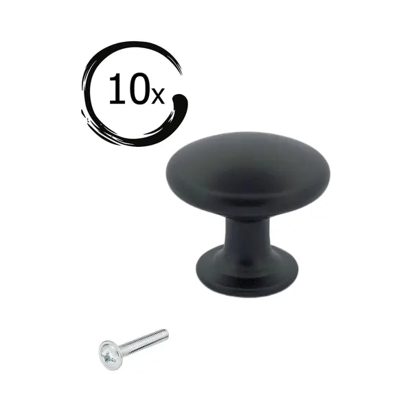 By Mjm 10X Deurknop Macon Zwart Rond - Diameter 27 Mm - Kastknop - Meubelknop - Deurknoppen Voor Kasten - Kastknoppen - Deurknopjes - Meubelknoppen thumbnail