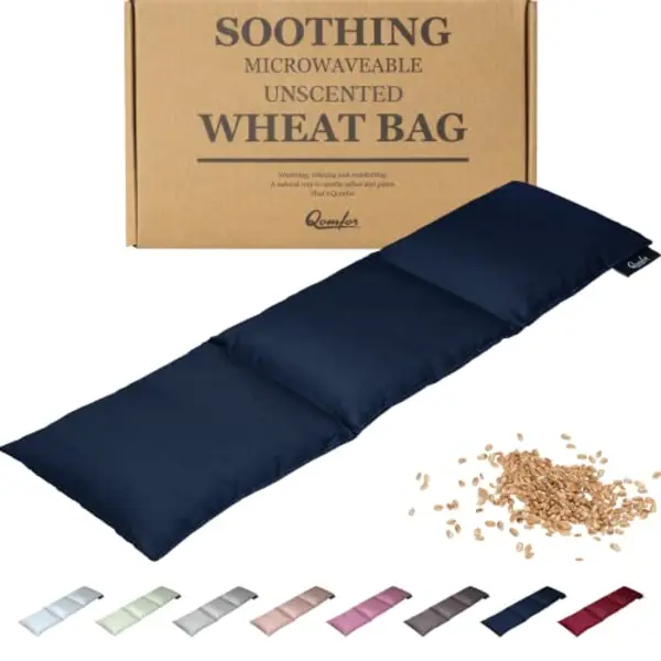 Qomfor Unscented Wheat Bag Microwavable - Large Heat Pack For Pain Relief - Heat Pad For Neck, Shoulders, Back, Period Pain, & Arthritis - Microwave thumbnail
