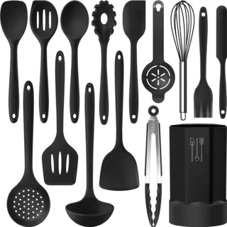 Strex Keukengerei Set Met Houder 15 Delig - Hittebestendig / Bpa Vrij / Siliconen - Keuken Gerei