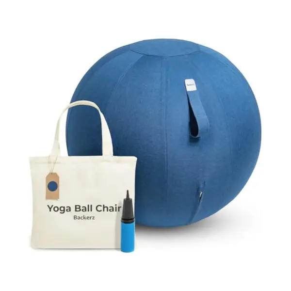 Bckz Sitz-/ Yogaball - Ergonomischer Sitzball Für Büro Und Zuhause - 75cm - Leinen - Dunkelblau thumbnail