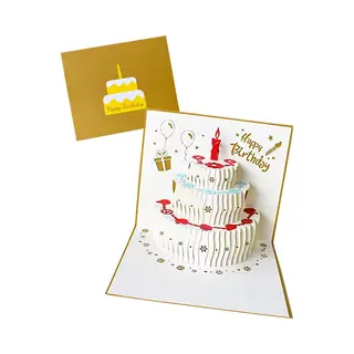 Malinsi Verjaardagskaarten Met Envelop - Wenskaarten Verjaardag - Happy Birthday - 3D Pop Up Kaarten Taart - Kinderen - Cadeau - Verjaardagskaart