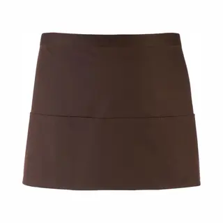 Kort Schort Met 3 Open Zakken Pr155|bruin| Restaurant Schort | Bedieningsschort | 12 Verschillende Kleuren| Horeca Kleding | Apron Kort | Barschort