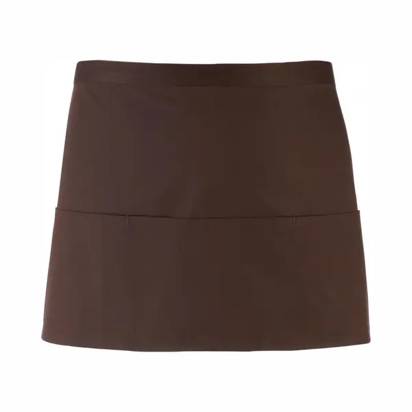 Kort Schort Met 3 Open Zakken Pr155|bruin| Restaurant Schort | Bedieningsschort | 12 Verschillende Kleuren| Horeca Kleding | Apron Kort | Barschort thumbnail