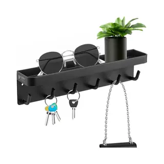 Happy Goods® - Schlüsselbrett - Schlüsselhalter - Selbstklebend, Magnetisch Und Schraubbar - Rostfreier Stahl - Schwarz