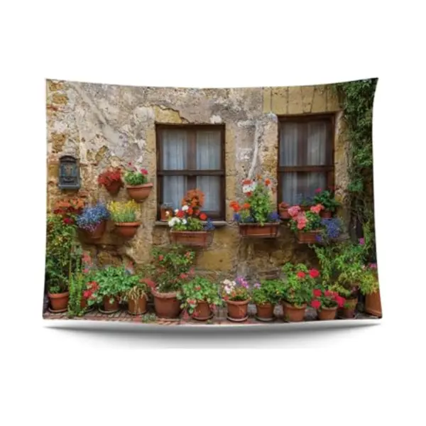 Ulticool Wandkleed 200x150 Cm – Muur Natuur Bloemen – Inclusief Bevestigingspinnen - Tuinposter Doorkijk - Poster Wandtapijt Tapestry - Voor thumbnail