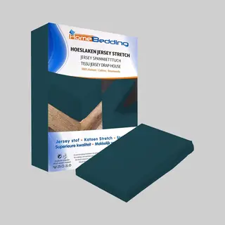 Home bedding Premium Hoeslaken-jersey-100% Katoen -stretch-Lits-jumeaux-200x220 +40cm- Hoekhoogte- Geschikt Voor Boxspring -Groen Blauw