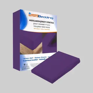 Home bedding Premium -hoeslaken- Jersey-100% Katoen -stretch-1Persoons- 80x200+30cm Hoekhoogte- Paars